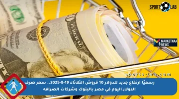 رسميًا ارتفاع جديد للدولار 10 قروش الثلاثاء 19-8-2025.. سعر صرف الدولار اليوم في مصر بالبنوك وشركات الصرافة